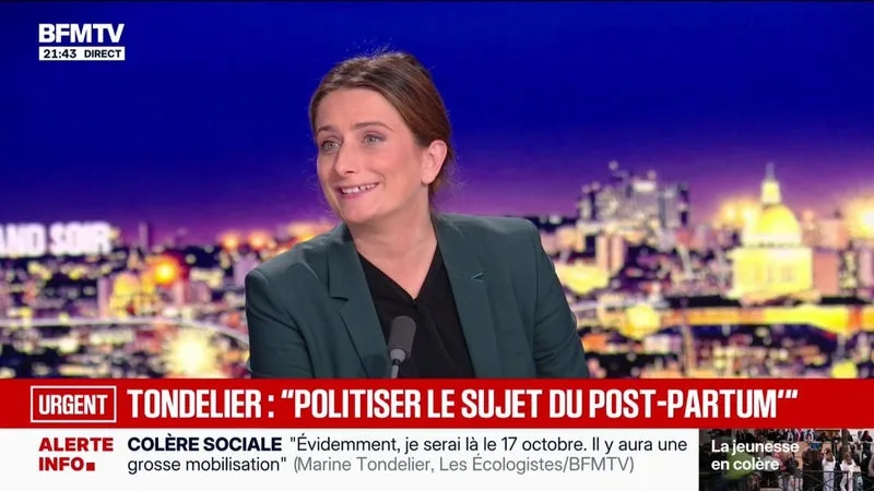 "Il y a des femmes qui se retrouvent toutes seules", alerte Marine Tondelier à propos du post-partum, un sujet que la candidate Les Écologistes à la présidentielle souhaite porter dans le débat public