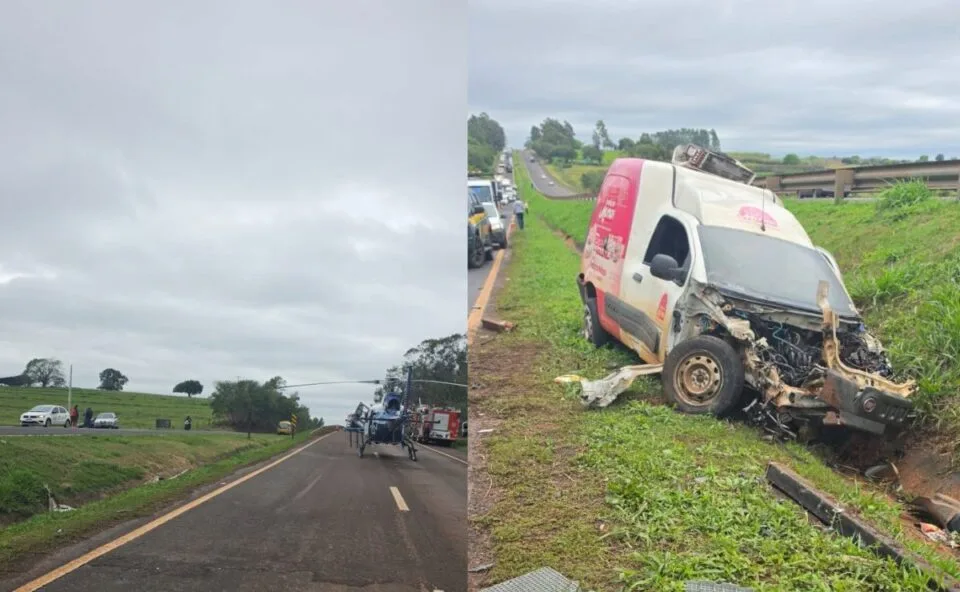 Mulher de 58 anos bate Fiorino em carreta, invade pista contrária e atinge carro de frente na BR-376; dois ficam feridos