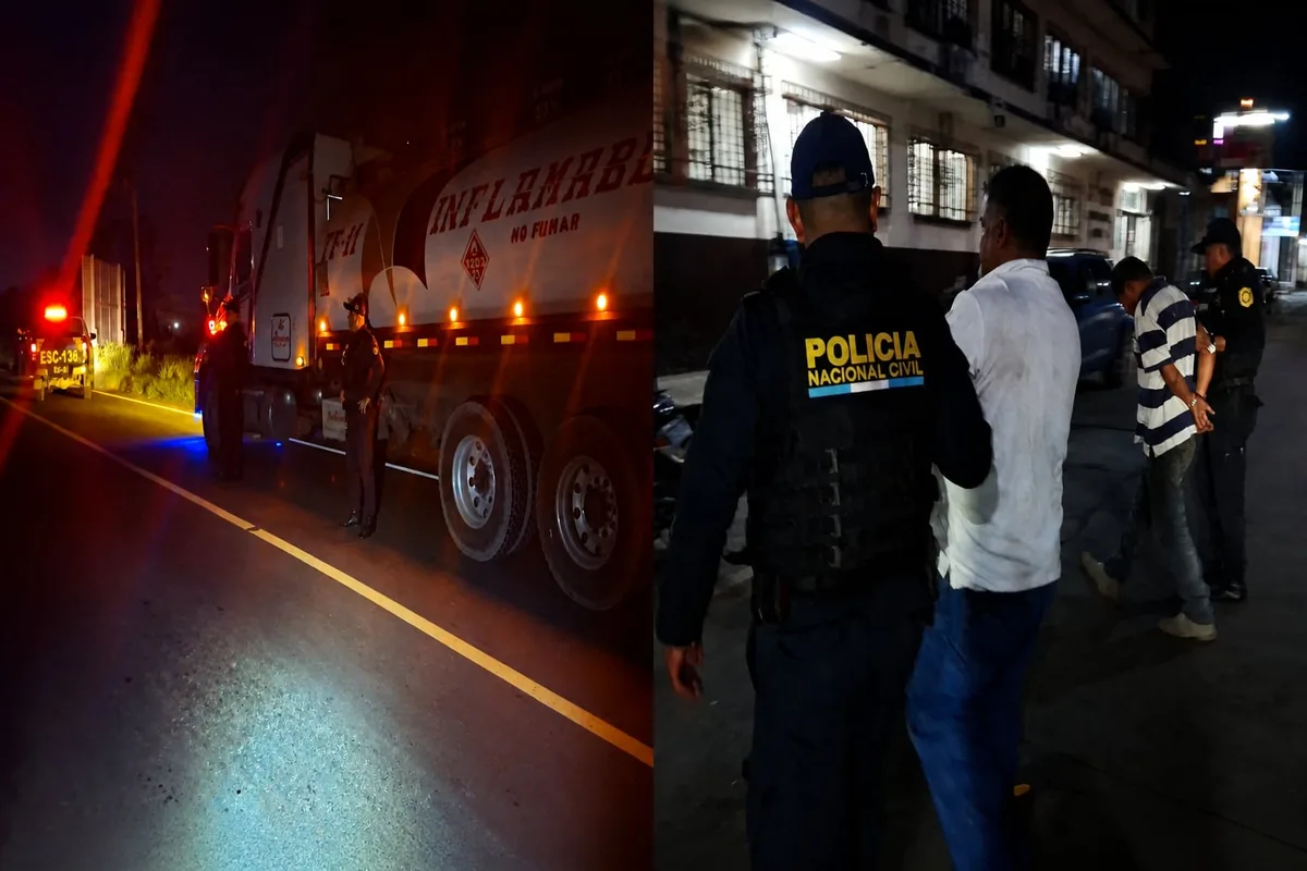 Guatemala: La policía recupera un camión cisterna con 4 mil galones de combustible robado y captura a presuntos responsables