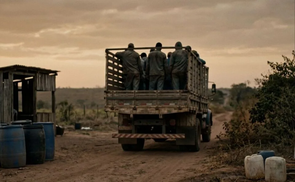 Fiscalização achou trabalhadores de 17 anos dormindo perto de depósito de agrotóxico, bebendo água sem tratamento e sendo transportados na carroceria de caminhão numa fazenda; o tribunal regional disse que não era trabalho escravo e o TST reverteu, com R$ 100 mil