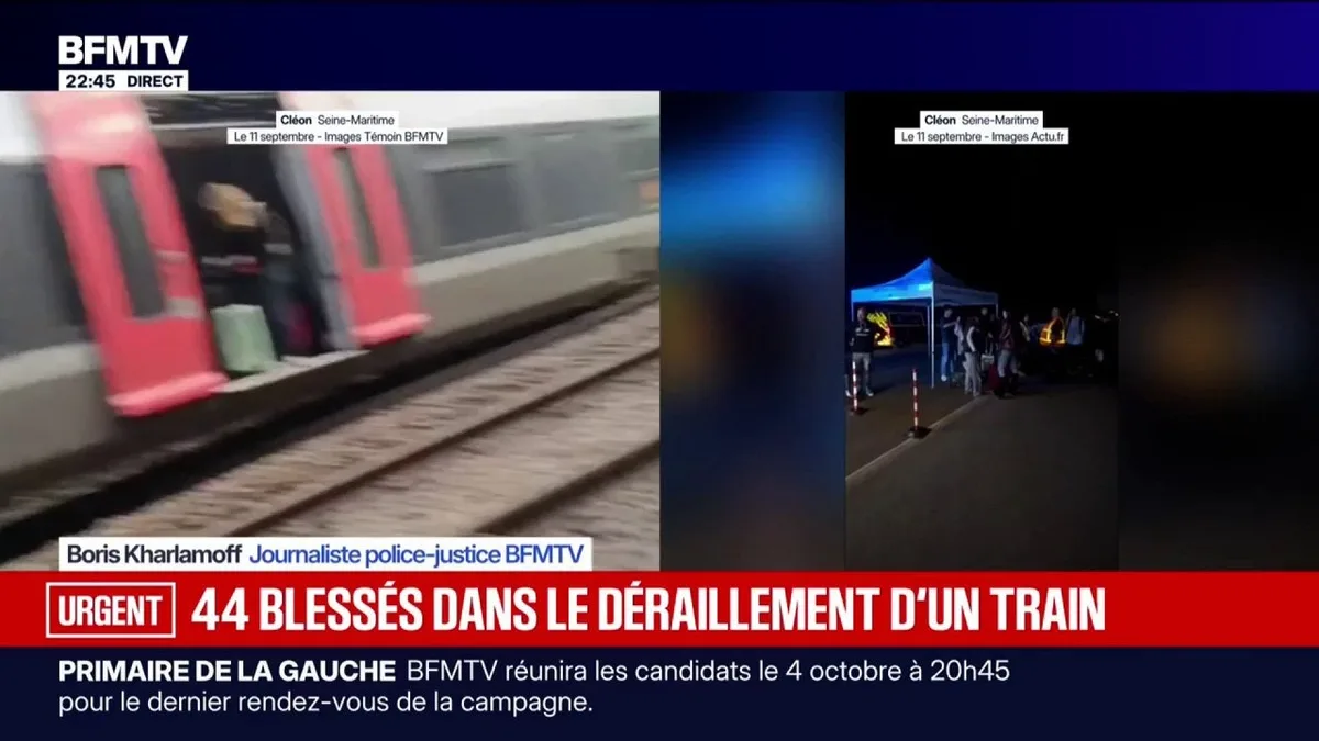 Déraillement d'un train en Seine-Maritime: 44 blessés dont une personne en urgence absolue