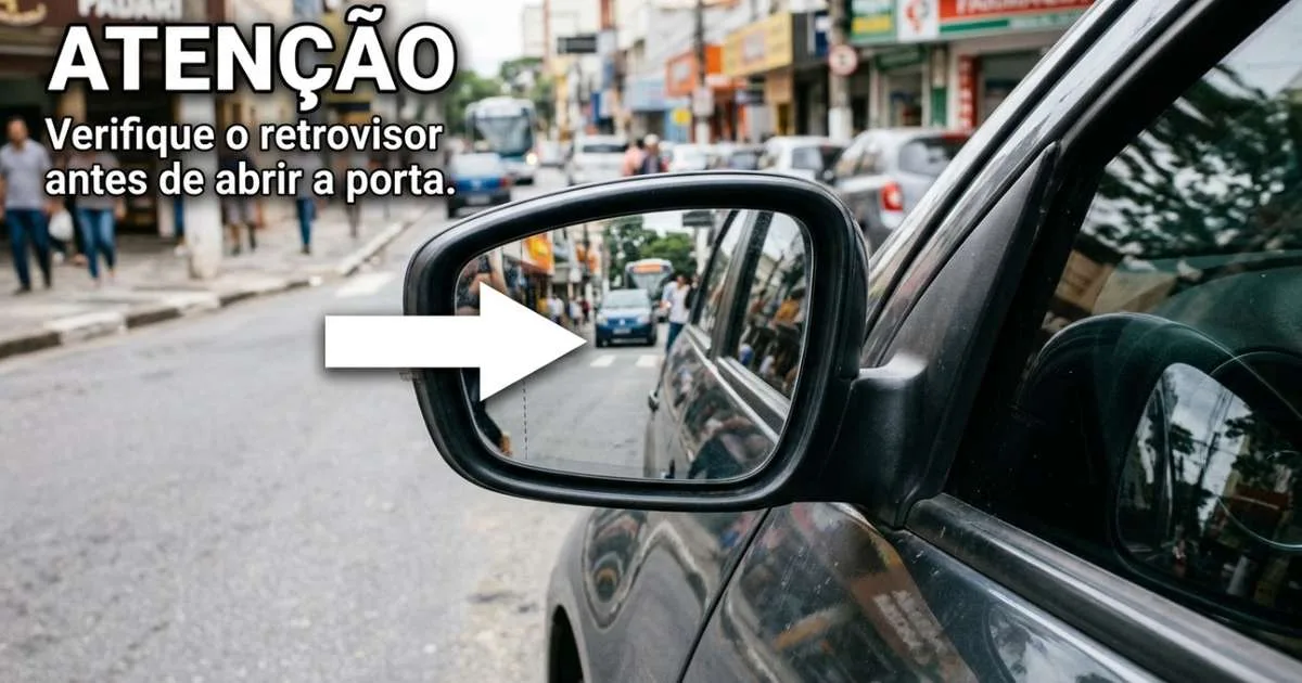 Motorista abre a porta do carro sem olhar o retrovisor, ciclista bate contra ela e sofre fraturas; um movimento de poucos segundos pode resultar em cobrança de tratamento, conserto da bicicleta e indenização por danos morais