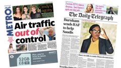 The Papers: 'Air traffic out of control' and 'RAF to help Saudis'