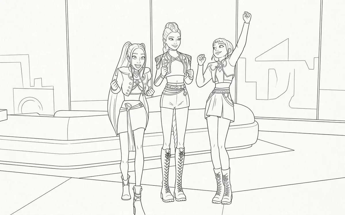 Paso a paso para generar una imagen de Las Guerreras K-pop como figuras para colorear