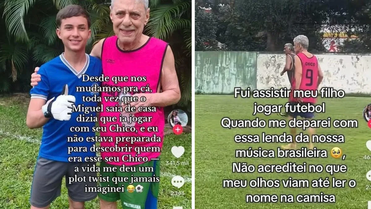 Filho conta que vai jogar bola com ‘seu Chico’, mãe decide conferir de perto e acaba encontrando o cantor Chico Buarque