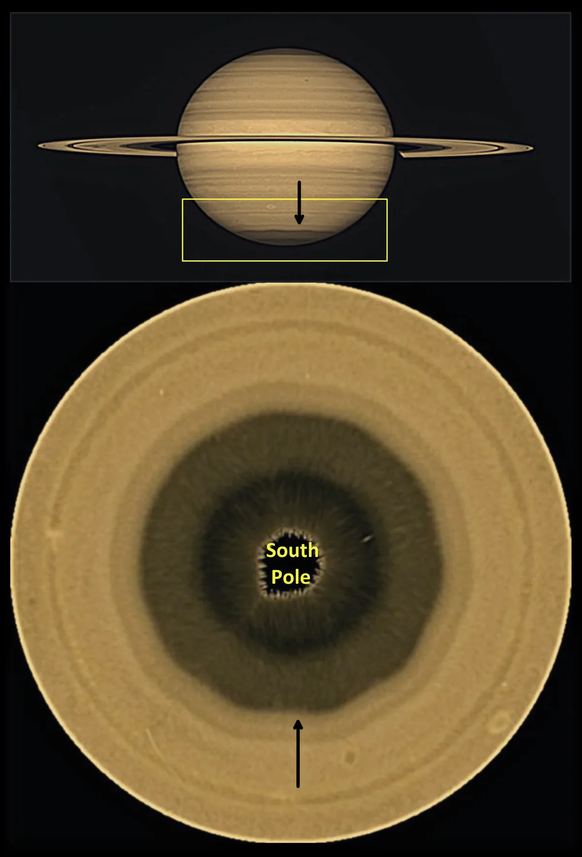 Cientistas descobrem onda de 10 lados perto do polo sul de Saturno; entenda