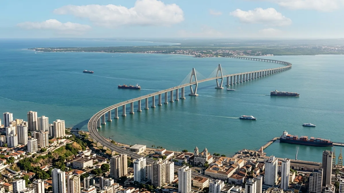 Megaobra brasileira de R$ 11,6 bilhões começa a erguer em capital do Nordeste uma das maiores pontes da América Latina para ligar a capital a uma ilha
