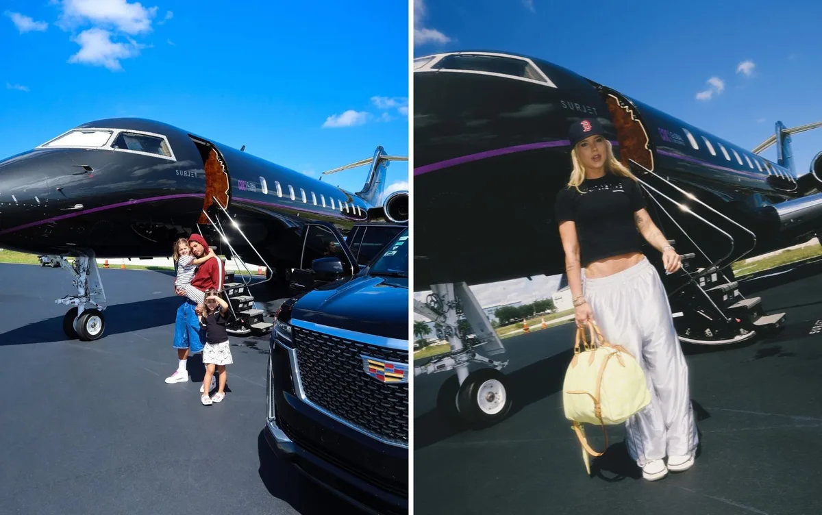 Virginia e Zé Felipe postam fotos no mesmo avião com os filhos após fim do namoro da influenciadora com Vini Jr.