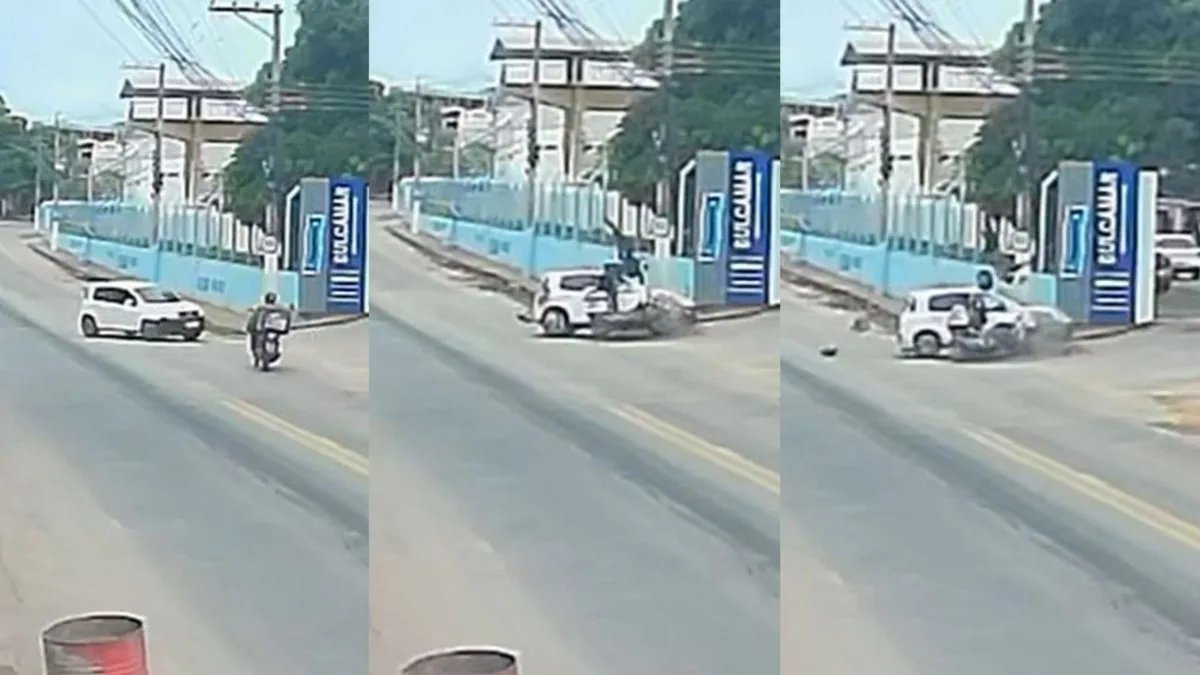 VÍDEO: motociclista 'voa' após ser atingido por carro em avenida de Cachoeiro