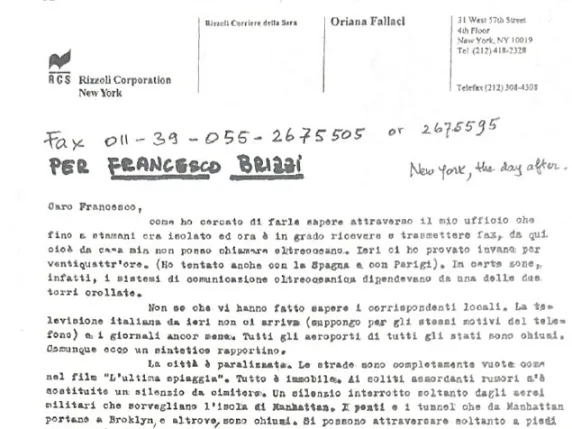 La carta inédita de Oriana Fallaci tras el 11-S: "Yo creía haberlo visto todo en mi vida. Y no. Estoy muy furiosa"