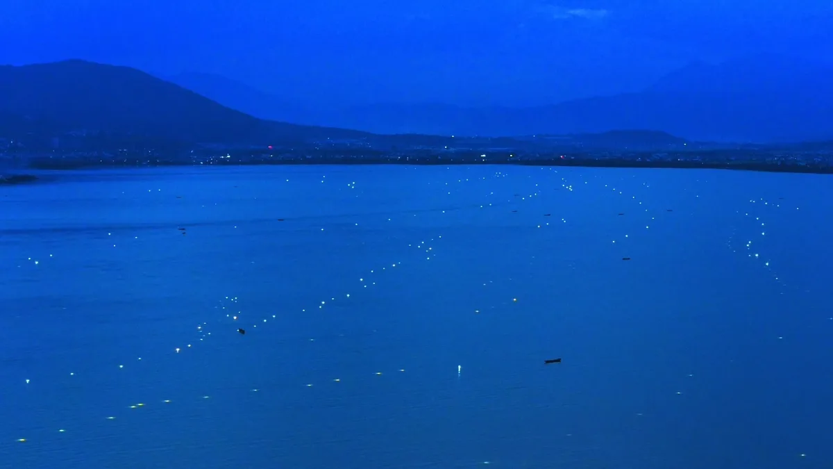 Fishing lamps turn Erhai Lake into a dreamlike galaxy