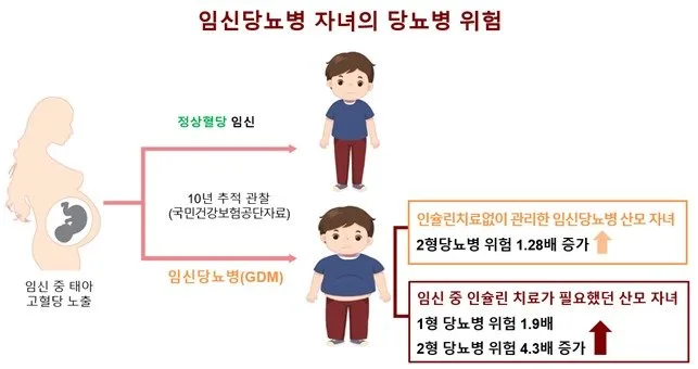 “엄마가 임신 중 혈당 높았다면 아이 2형당뇨병 위험 4.3배”