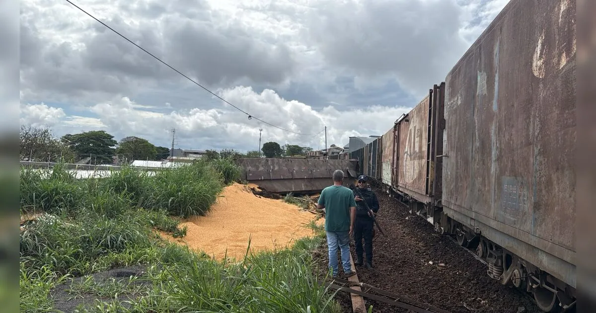 Trem descarrila e interdita cruzamentos na região da Vila Nova, em Apucarana