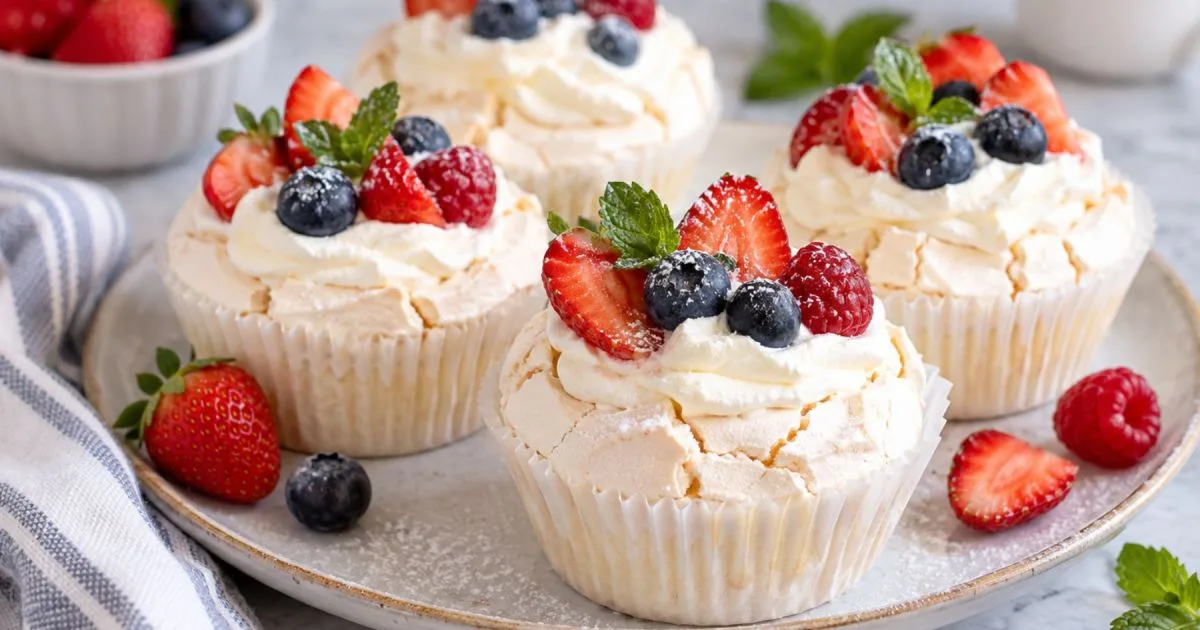 Muffins de pavlova: una versión individual del clásico postre