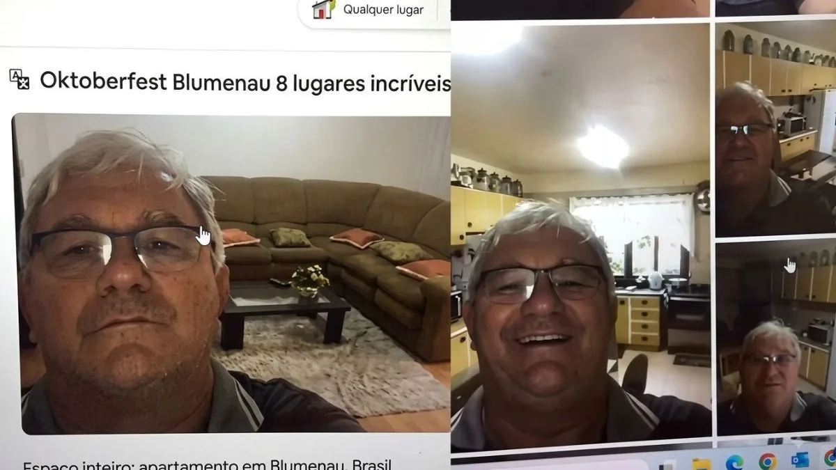 Anfitrião rouba a cena em fotos de anúncio no Airbnb para alugar casa durante a temporada da Oktoberfest Blumenau 2026: ‘Me convenceu pelo carisma’