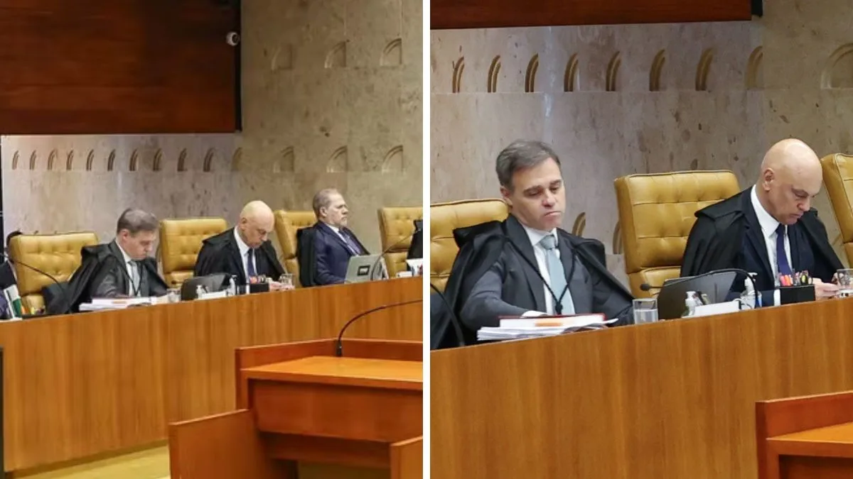 Em clima de ‘guerra’, Alexandre de Moraes e André Mendonça sentam lado a lado em sessão do STF