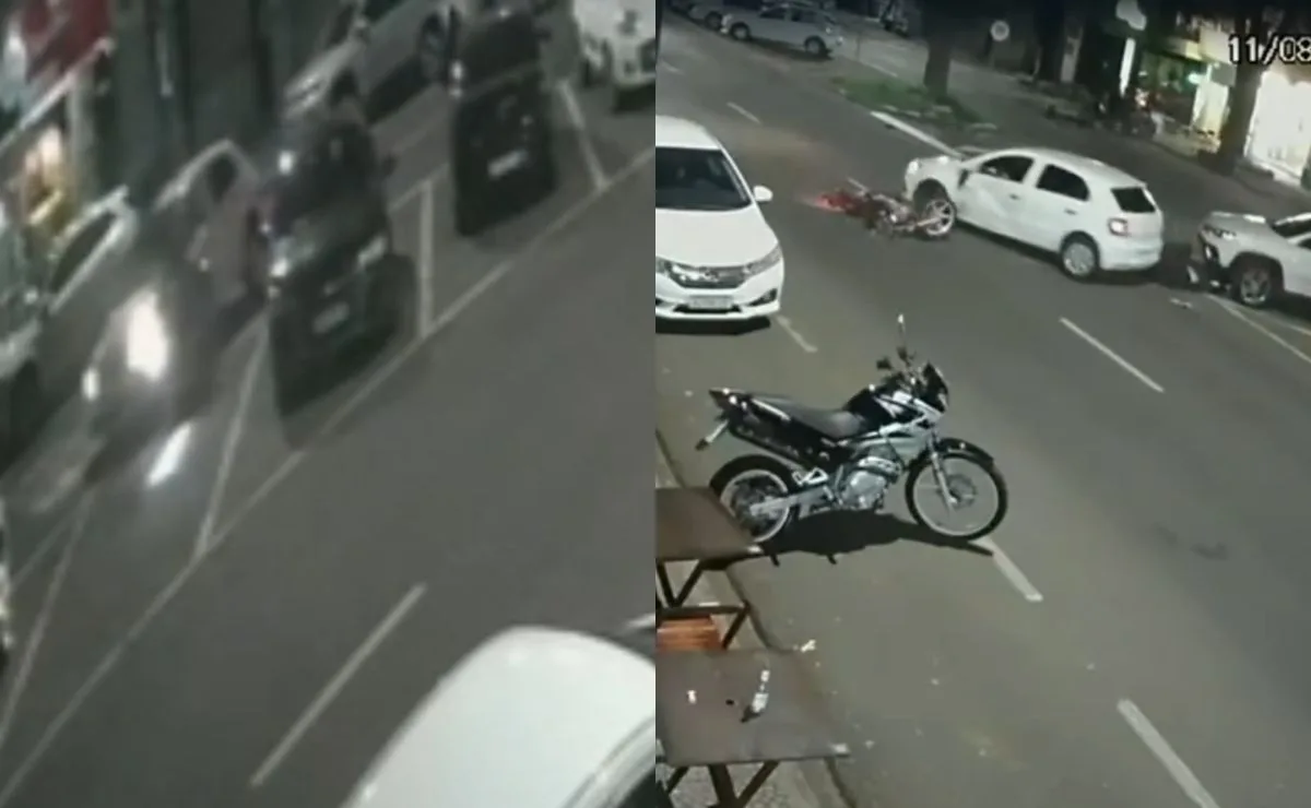 Motorista foge a pé depois de atingir motociclista em acidente e abandonar carro com drogas; vídeo