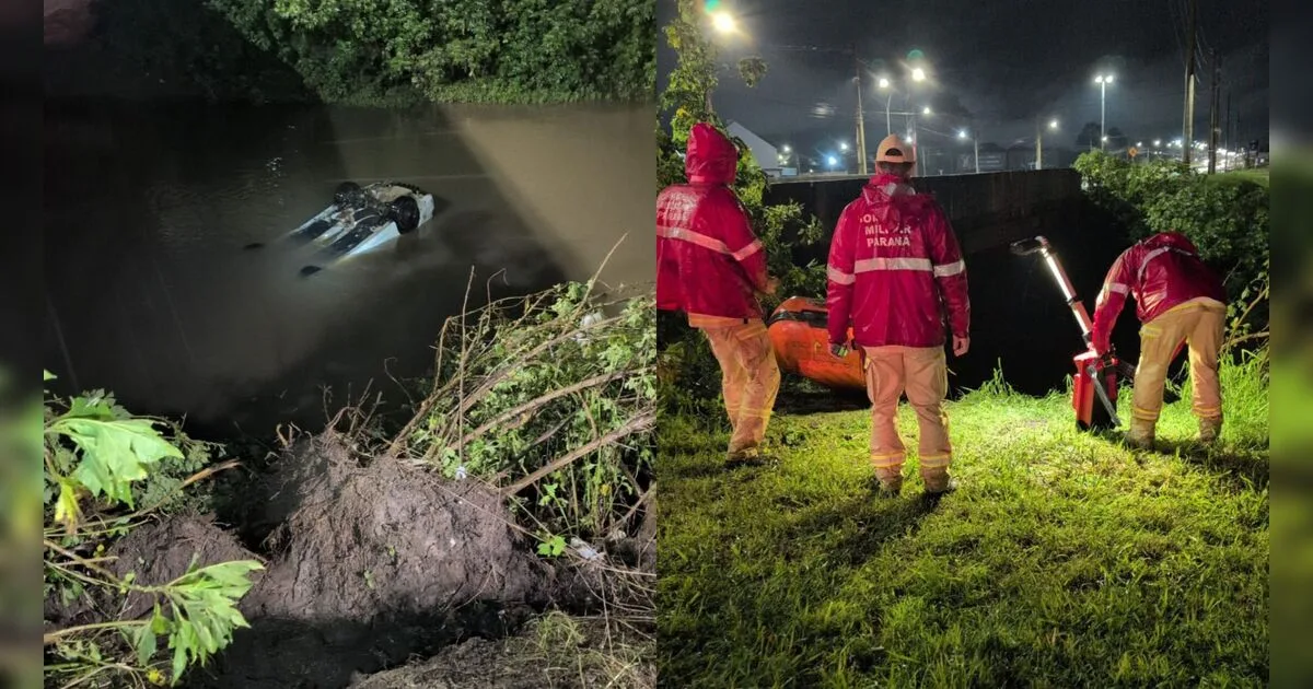Homem morre após carro cair em rio no PR e bombeiros buscam por mulher desaparecida