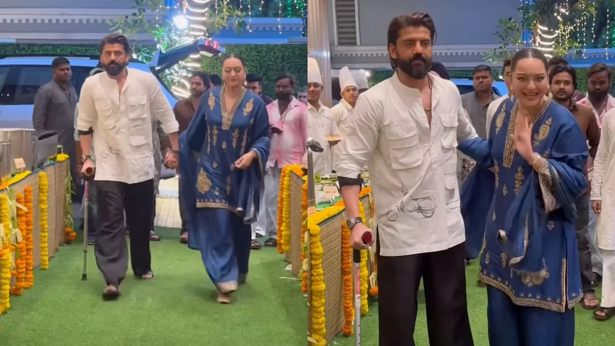 Zaheer Iqbal Spotted With Walking Stick At Ganesh Chaturthi Celebration, Sonakshi SInha Jokes "Maine Nahi Kiya"