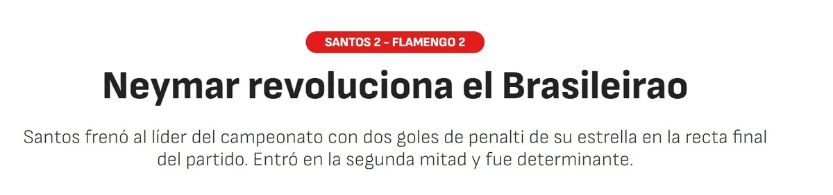 Jornal espanhol exalta Neymar contra o Flamengo: “Revoluciona o Brasileirão”
