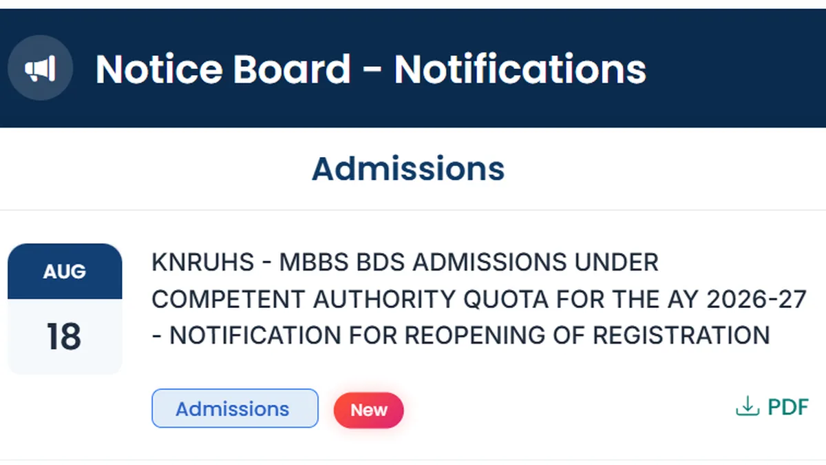 Telangana’s KNRUHS reopens MBBS, BDS online registration on August 18; open till August 20