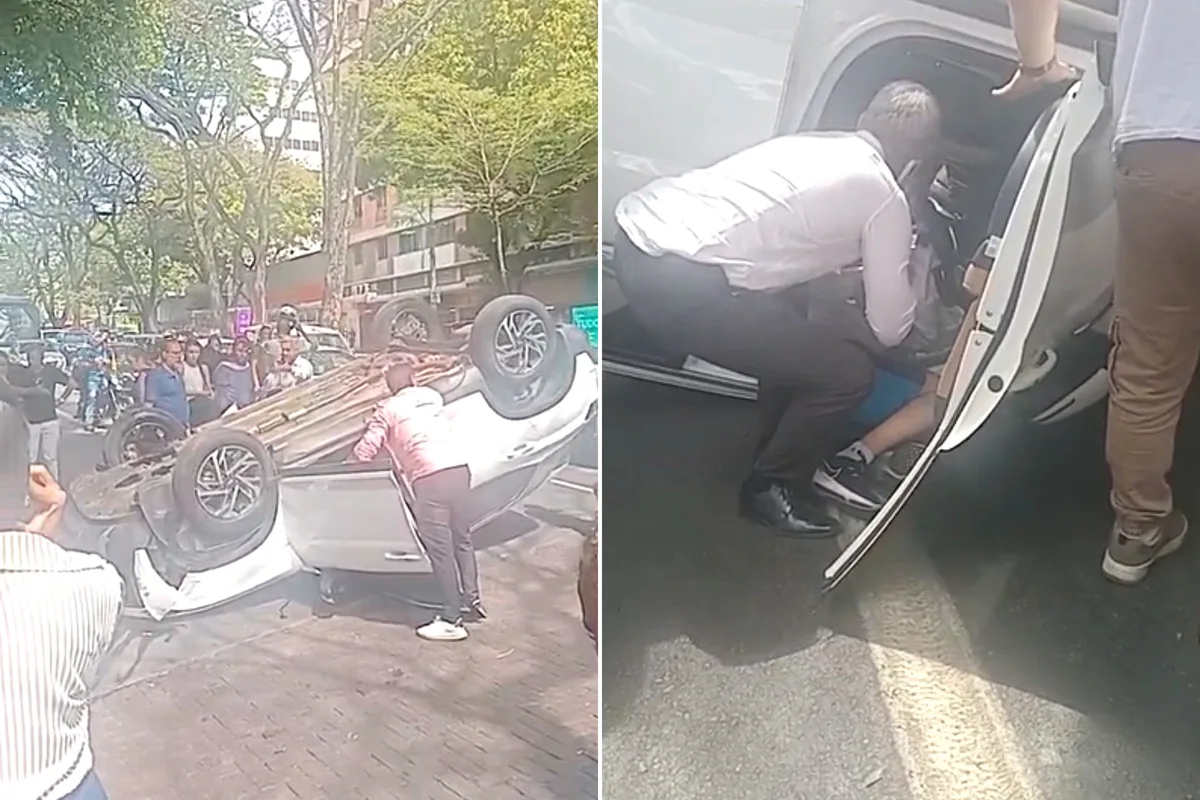 BH: carro capota na Praça da Savassi; motorista estaria ao celular