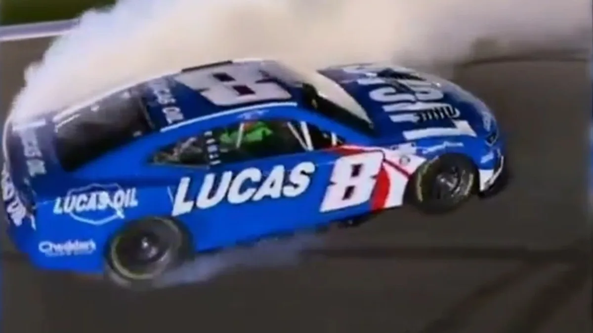 Kyle Busch’s 11-year-old son honours father with burnout and signature bow