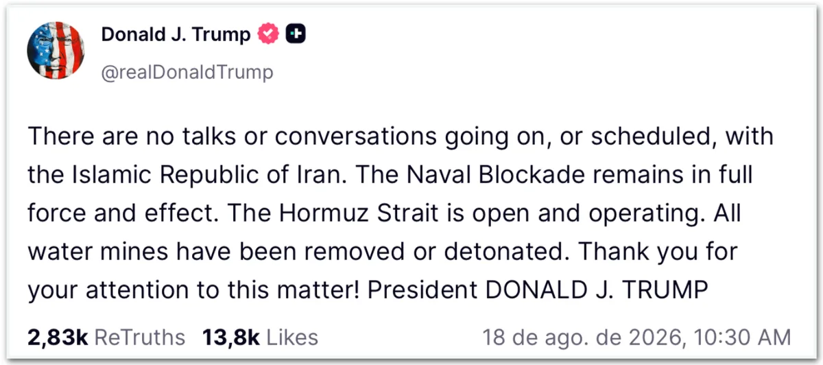 Após fim de memorando de paz, Trump diz que não conversa com Irã