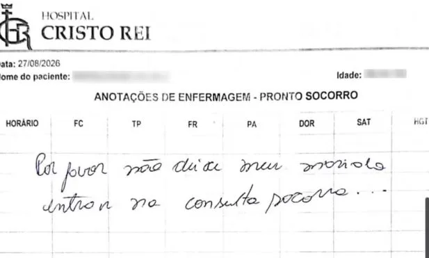 Mulher faz pedido de socorro “escondido” em hospital do PR e enfermeira decifra denúncia; assista Mulher faz pedido de socorro “escondido” em hospital do PR e enfermeira decifra denúncia; assista