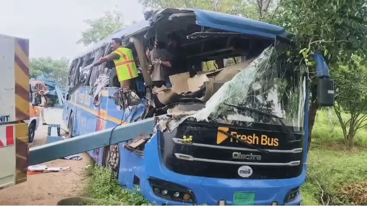 6 Dead, Several Injured After Bus Crashes Into Container Truck In Telangana