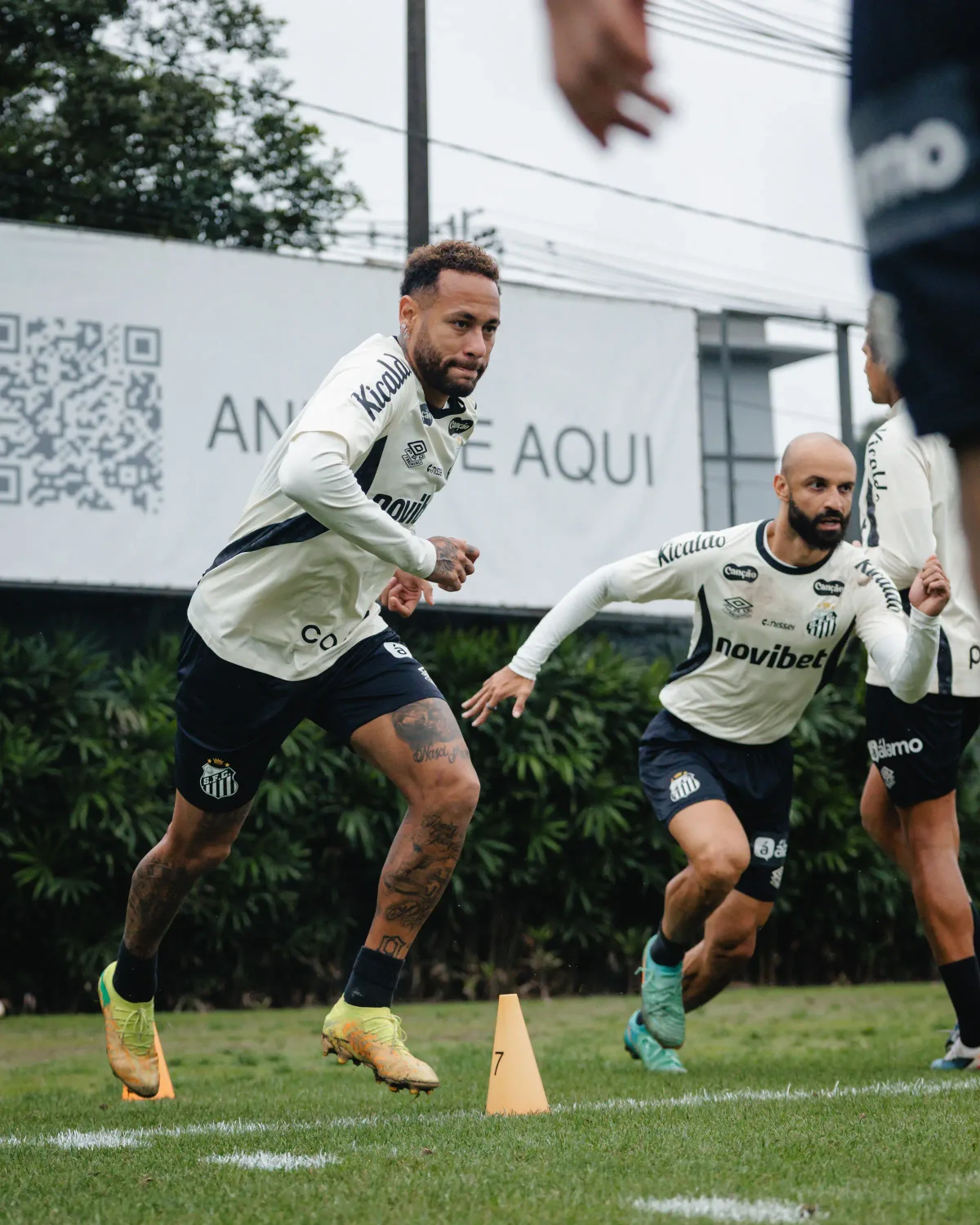 Confira imagens do último treino do Santos para duelo de ida das quartas da Copa do Brasil