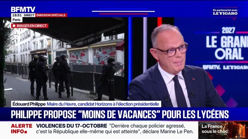 Édouard Philippe, candidat à l'élection présidentielle, estime qu'il faudrait travailler "deux heures de plus par semaine" pour "avoir un gain de pouvoir d'achat"