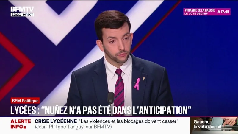 Mobilisation lycéenne: "Laurent Nuñez n'a pas du tout été dans l'anticipation (...) Des débordements auraient pu être évités", déclare Jean-Philippe Tanguy (RN)
