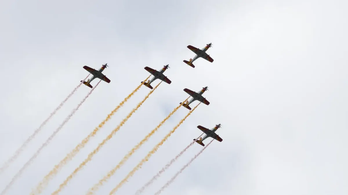 Así es la Formación Mirlo, los aviones que pintan la bandera de España en el cielo durante el desfile del Día de la Hispanidad