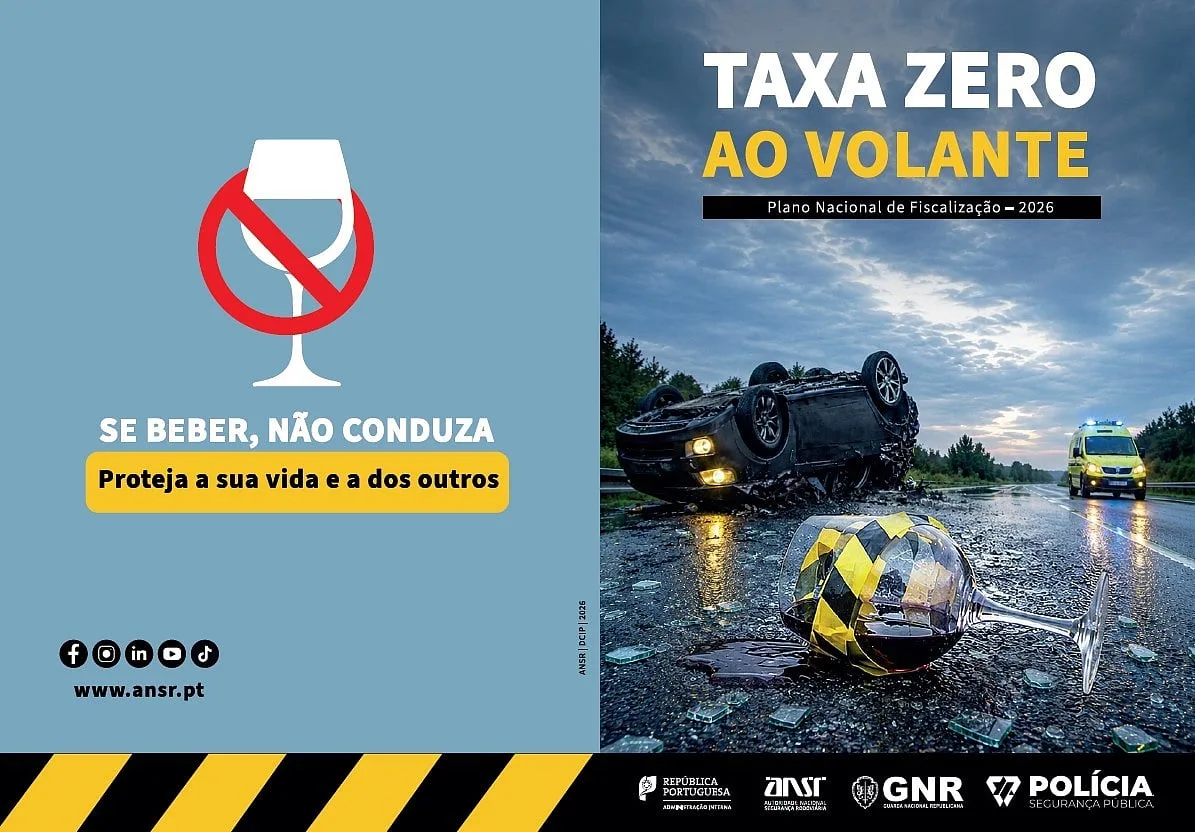 “Taxa Zero ao Volante”: campanha contra condução sob efeito de álcool começa terça-feira