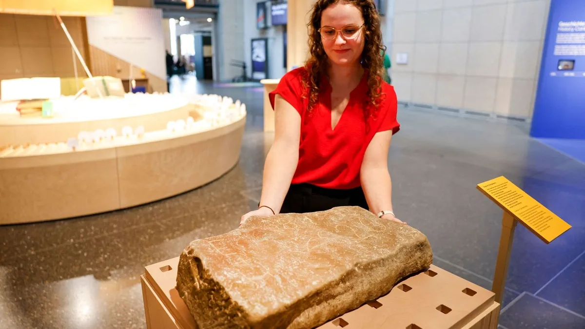 Haus der Geschichte: Hungerstein aus dem Rhein erinnert an Niedrigwasser