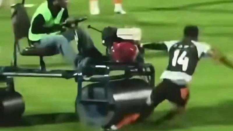 Bizarre moment former Prem League player rolled over