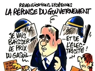 Dans l’œil du dessinateur Frap. Les réponses du gouvernement à la mobilisation lycéenne
