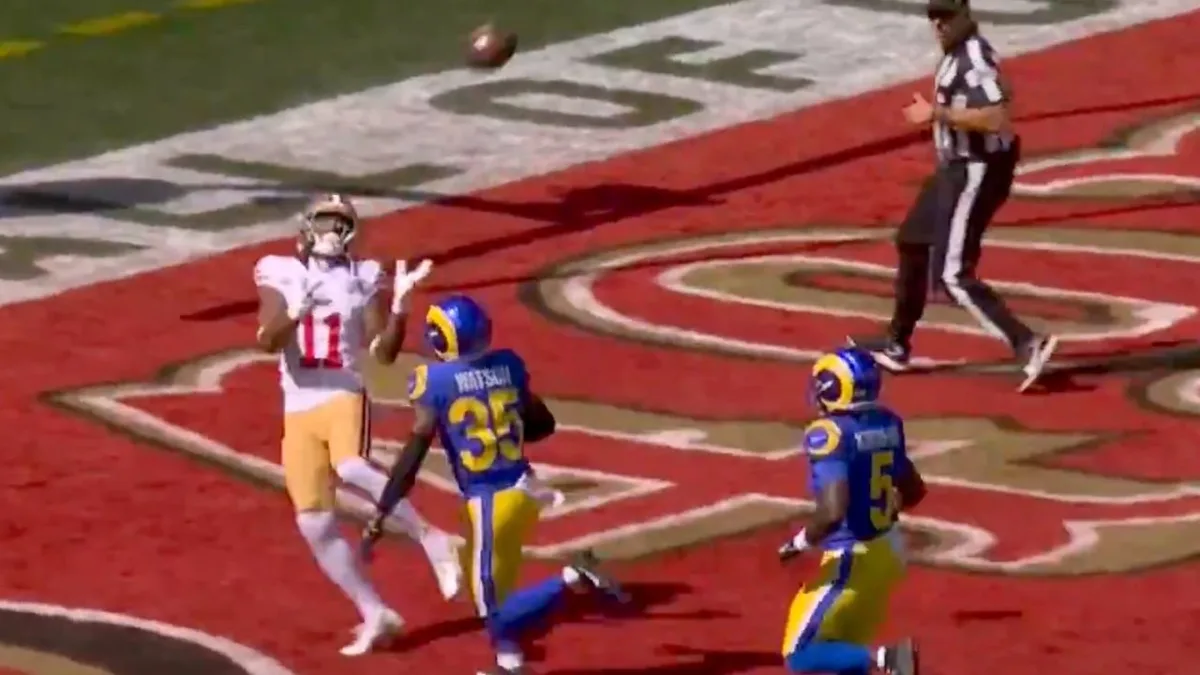 49ers’ Purdy hits Robinson for 39-yard touchdown against Rams