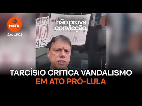 Tarcísio critica vandalismo em ato pró-Lula; Boulos rebate imagem