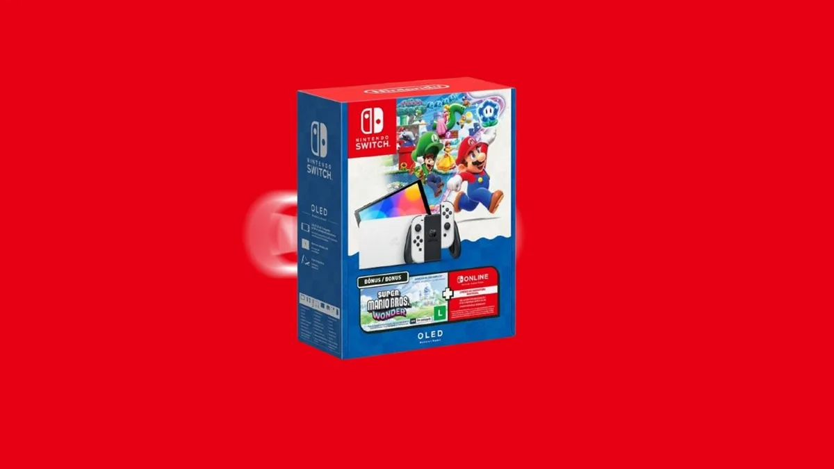 Nintendo Switch OLED com Super Mario Bros. Wonder está com 30% de desconto na Amazon
