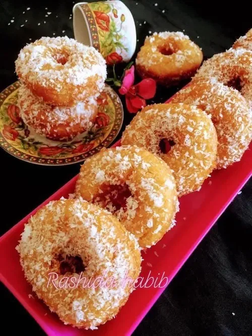 Soft coconut covered doughnuts