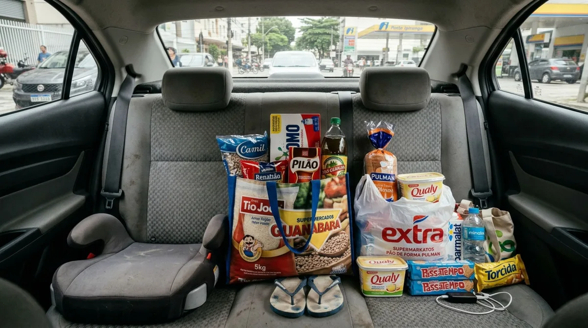 Motorista levava compras no banco de trás do veículo e é multado por agente de trânsito, o oficial alega que as compras representavam um perigo para a direção em caso de freiada brusca