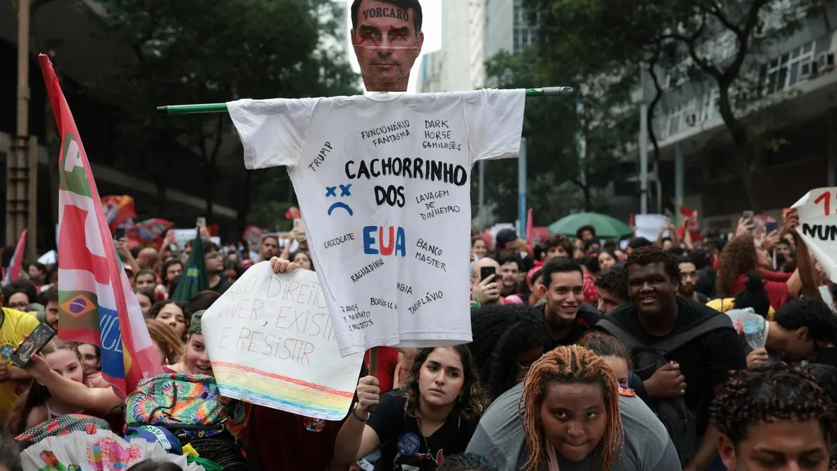 Brazilian students in Rio de Janeiro march against the prospect of another Bolsonaro presidency
