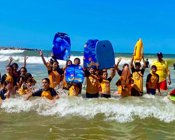 Out of the rubble and on to the beach: Gaza’s junior surf lifesavers return to the waves after three years of war