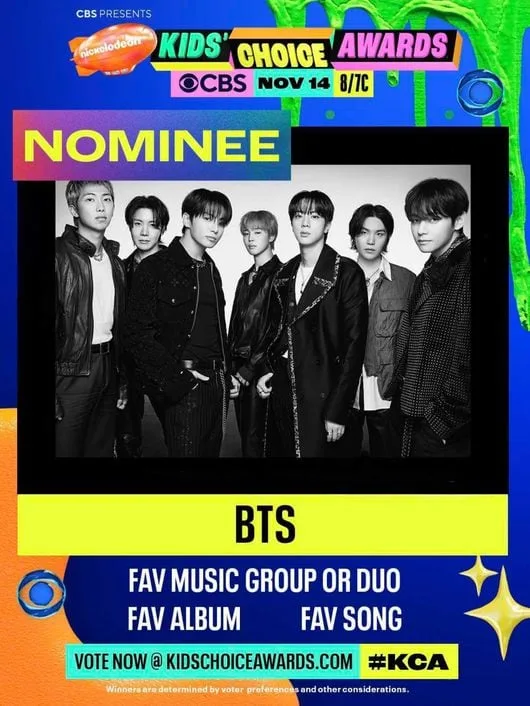 방탄소년단, 美 ‘2026 키즈 초이스 어워드’ 3개 부문 후보…5번째 수상할까
