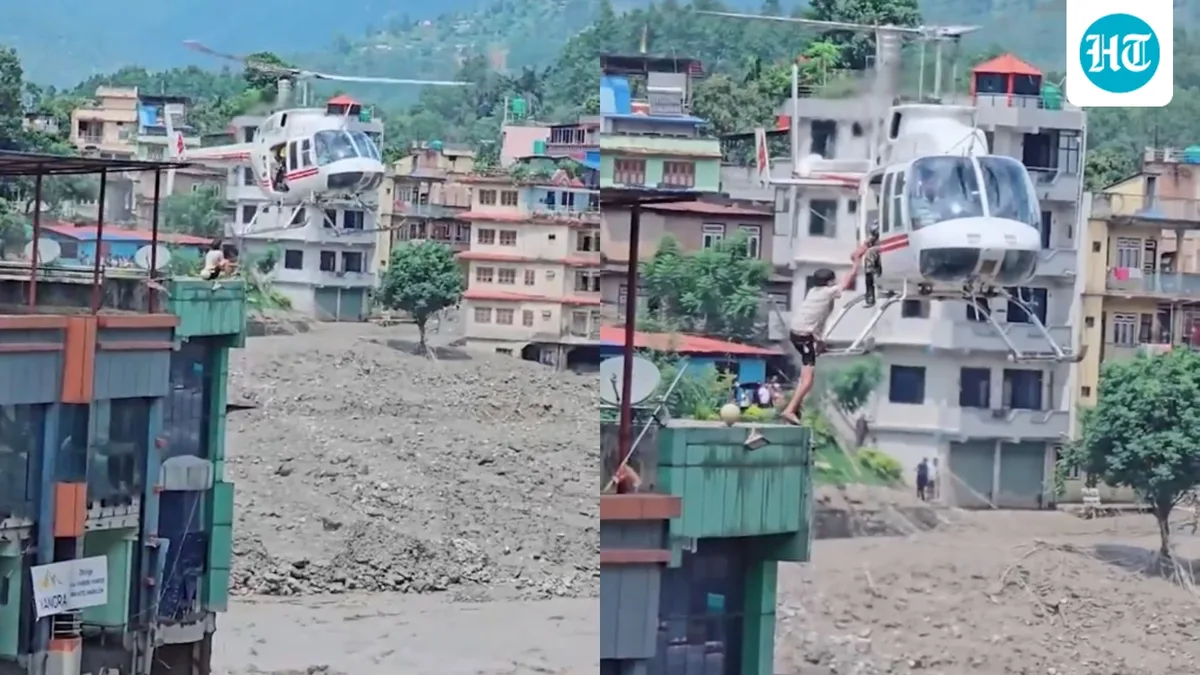 Nepal Army rescues young man stranded on rooftop amid deadly flash floods