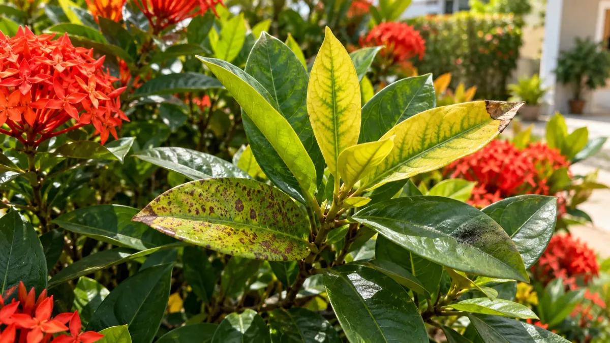 4 sinais de que a ixora precisa de ajuda: mudanças nas folhas revelam problemas antes da queda das flores