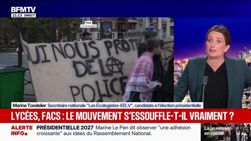Mobilisation lycéenne: "Moi présidente, on ne serait pas arrivé à cette situation-là", estime Marine Tondelier, candidate Les Écologistes à l'élection présidentielle