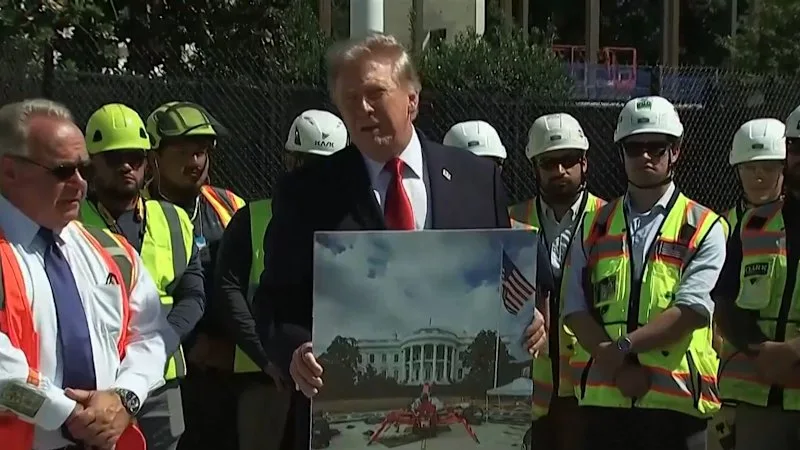 Trump unveils new helipad at White House
